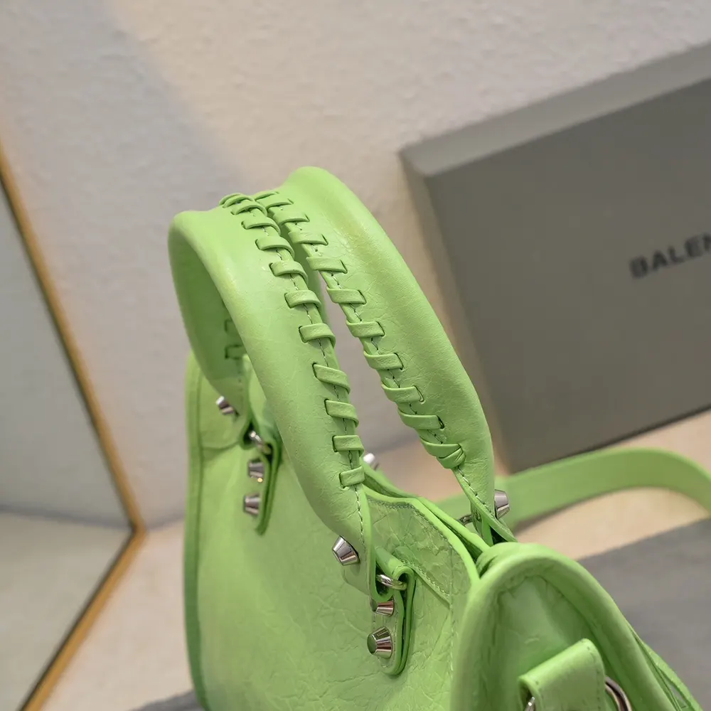 Balenciaga Women Le City Medium Bag in Green Arena Lambskin - image 6