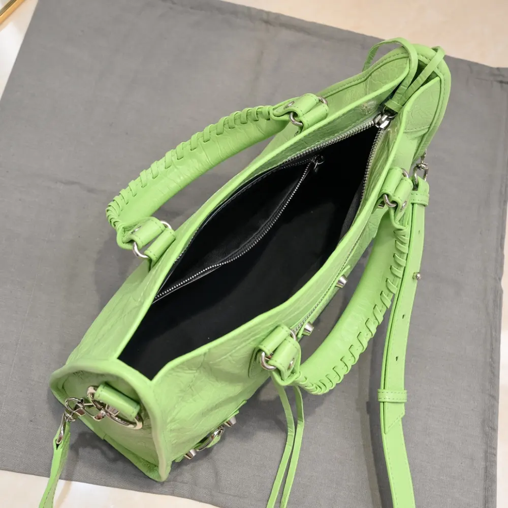 Balenciaga Women Le City Medium Bag in Green Arena Lambskin - image 9