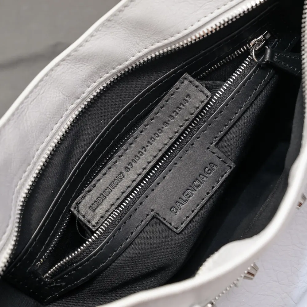Balenciaga Women Le City Medium Bag in Optic White Arena Lambskin - image 10