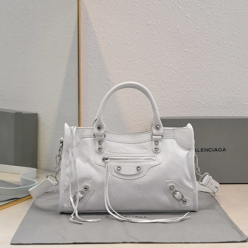 Close-up of silver-tone hardware on Balenciaga Le City Medium Bag