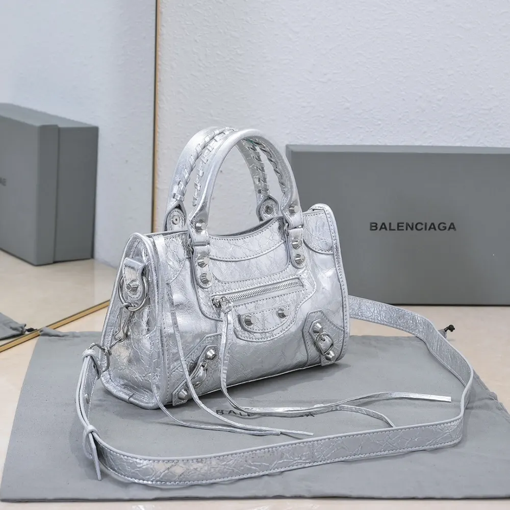 Balenciaga Women Le City Small Bag Metallized in Silver - image 4