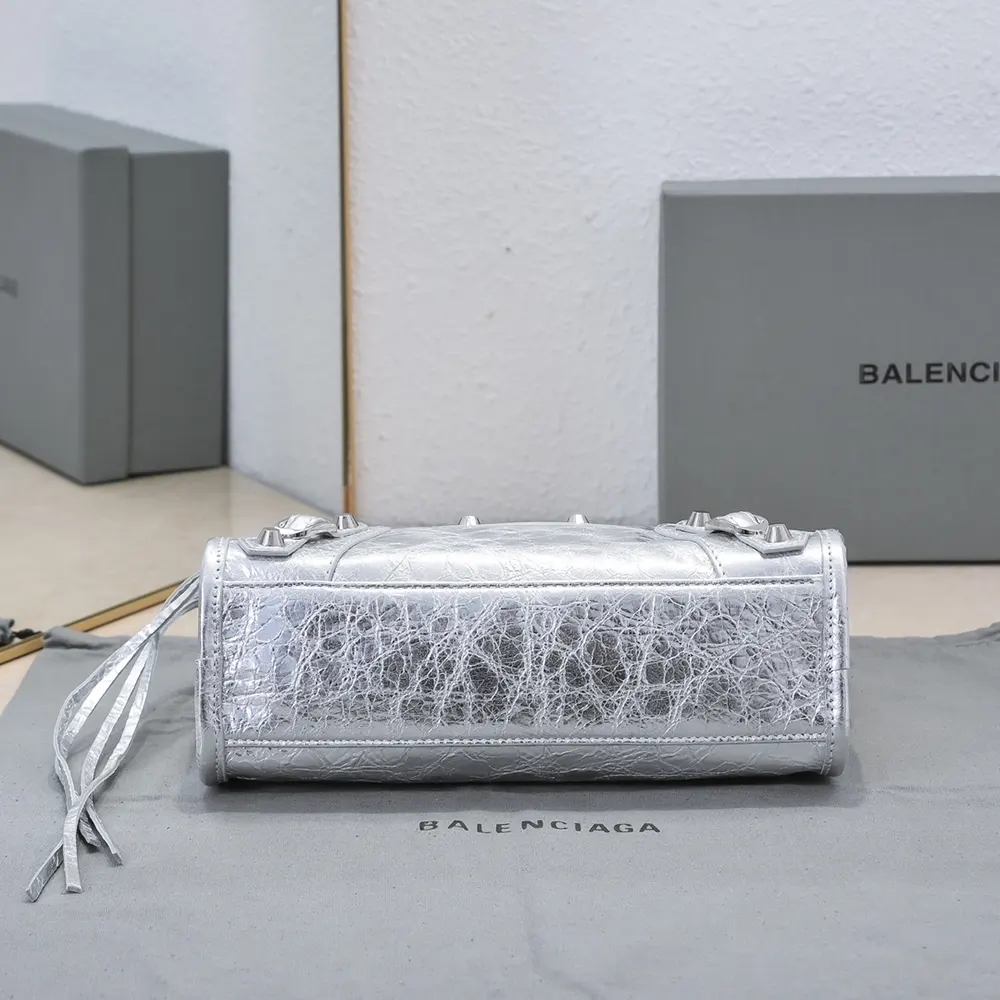 Balenciaga Women Le City Small Bag Metallized in Silver - image 5