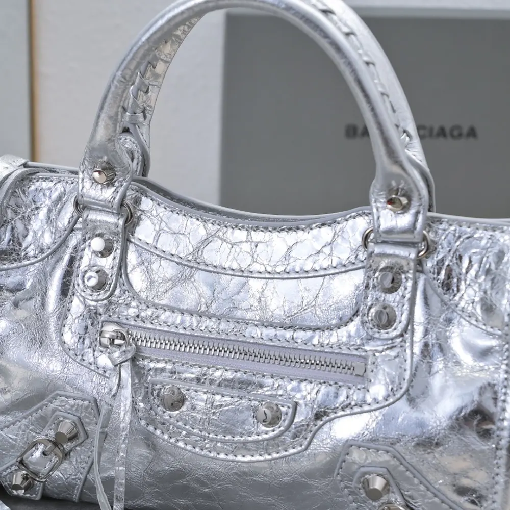 Balenciaga Women Le City Small Bag Metallized in Silver - image 9