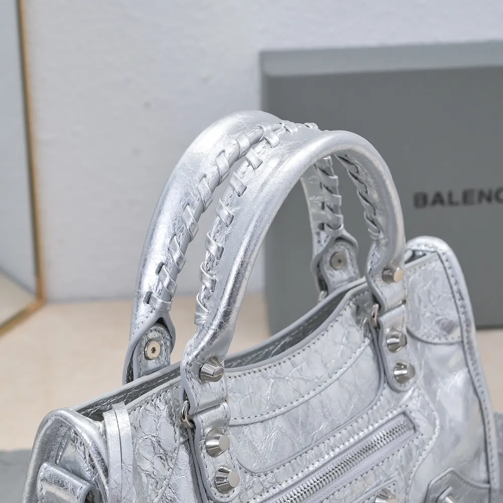 Balenciaga Women Le City Small Bag Metallized in Silver - image 8