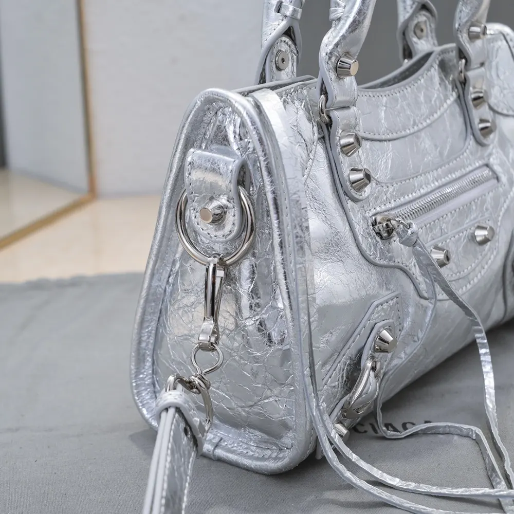 Balenciaga Women Le City Small Bag Metallized in Silver - image 7