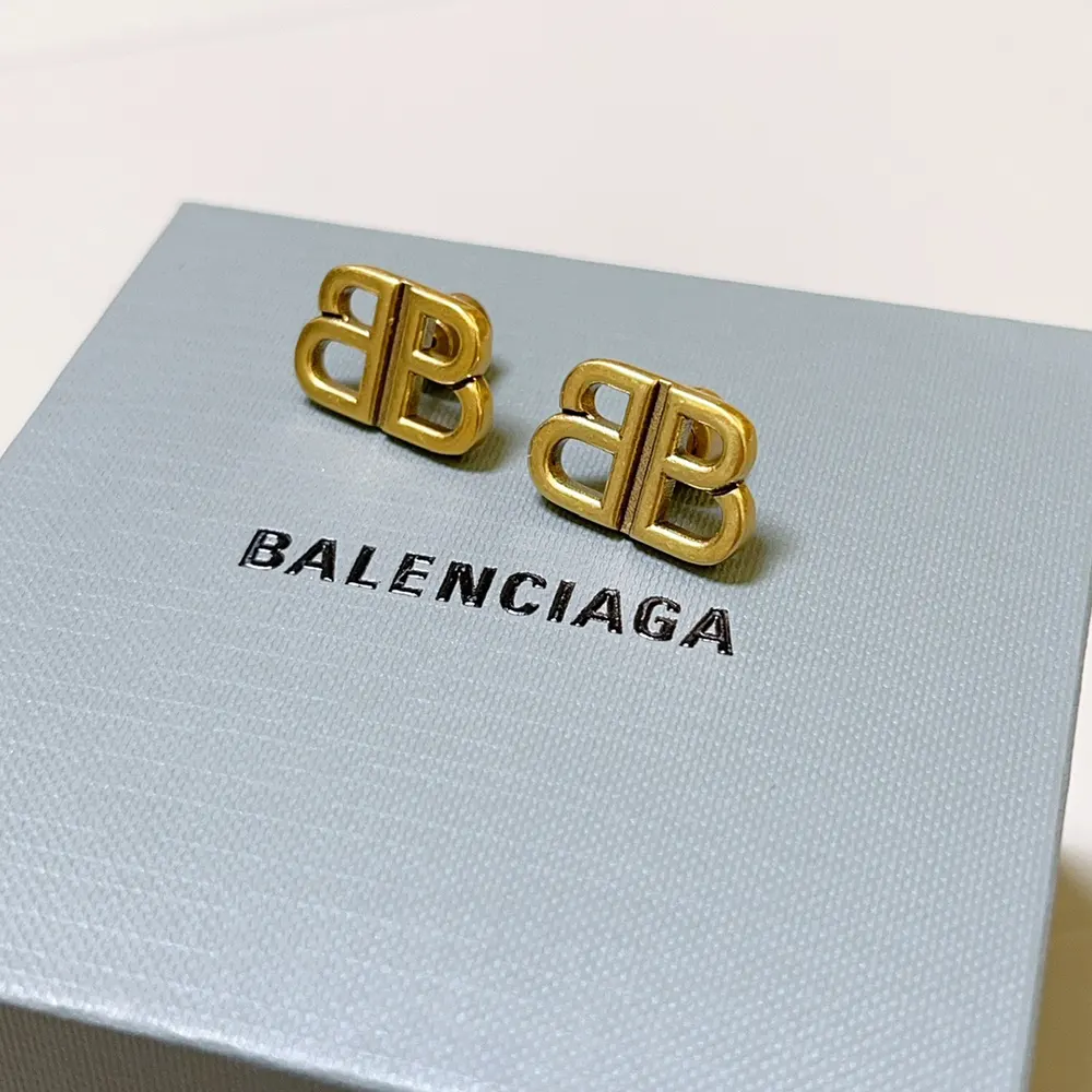 Balenciaga Women Monaco Stud S Earrings in Antique Gold - image 7