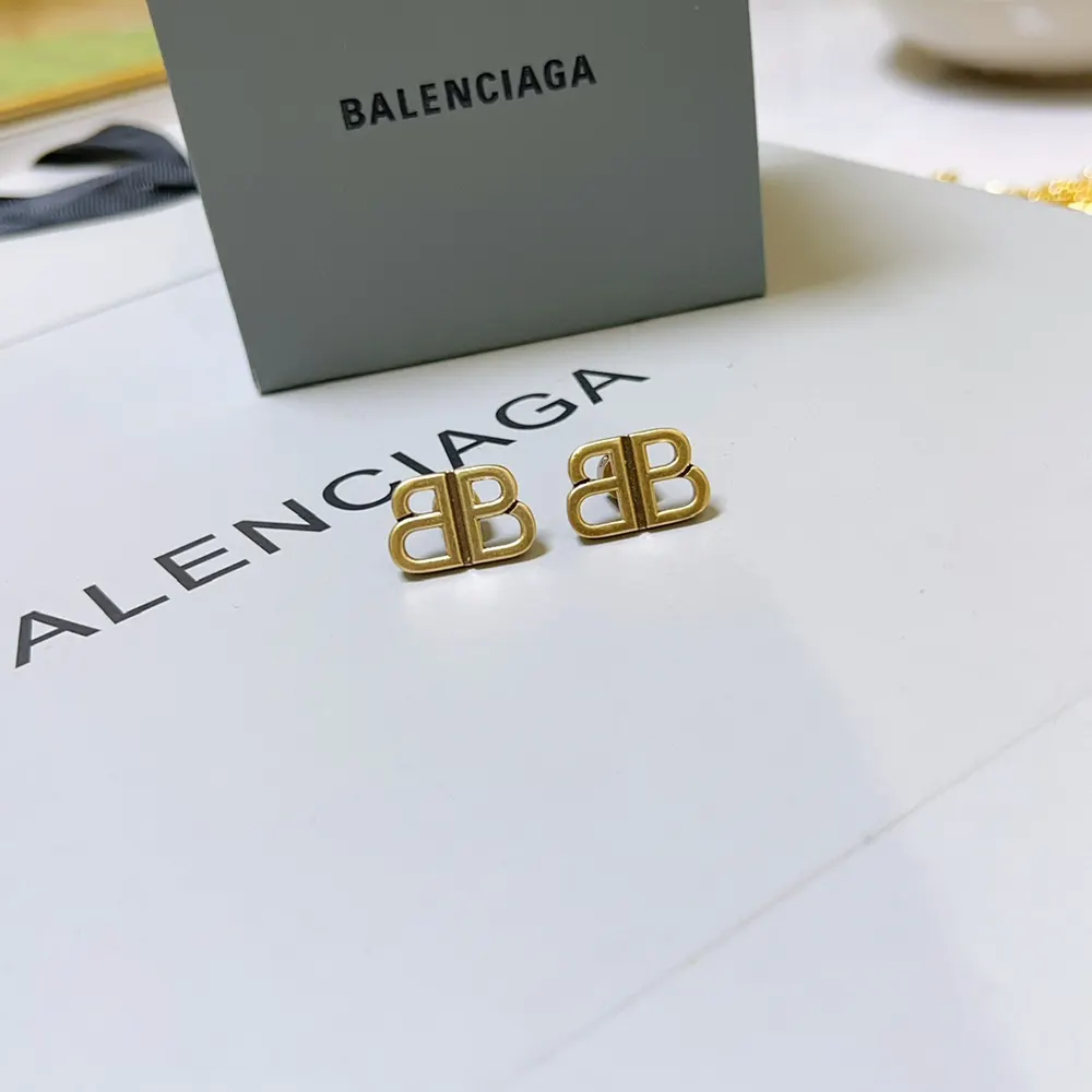 Balenciaga Women Monaco Stud S Earrings in Antique Gold - image 6