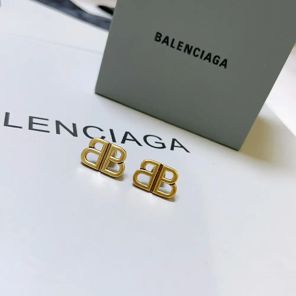 Balenciaga Women Monaco Stud S Earrings in Antique Gold - image 4
