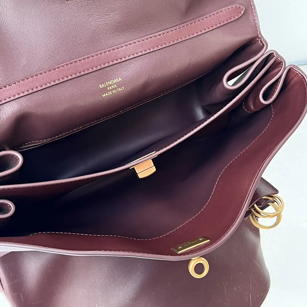 Balenciaga Women Rodeo Medium Handbag in Dark Burgundy Smooth Calfskin - image 10