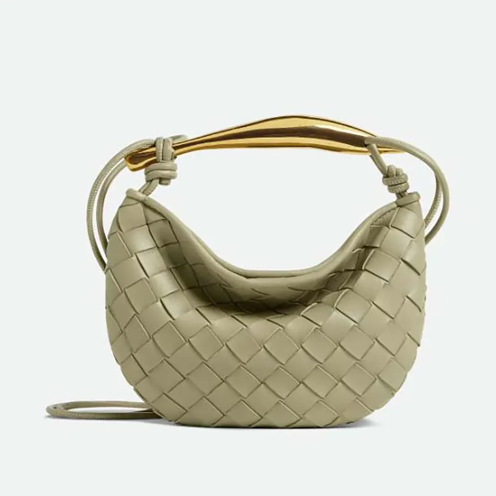 Front view of Bottega Veneta Women Baby Sardine-Green shoulder bag