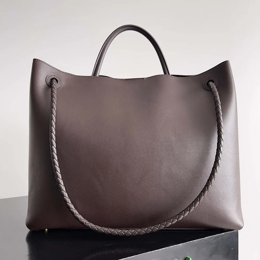 Side profile showcasing silhouette of Bottega Veneta Women Large Andiamo bag