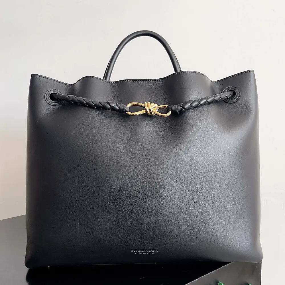 Close-up of gold hardware detail on Bottega Veneta Women Large Andiamo