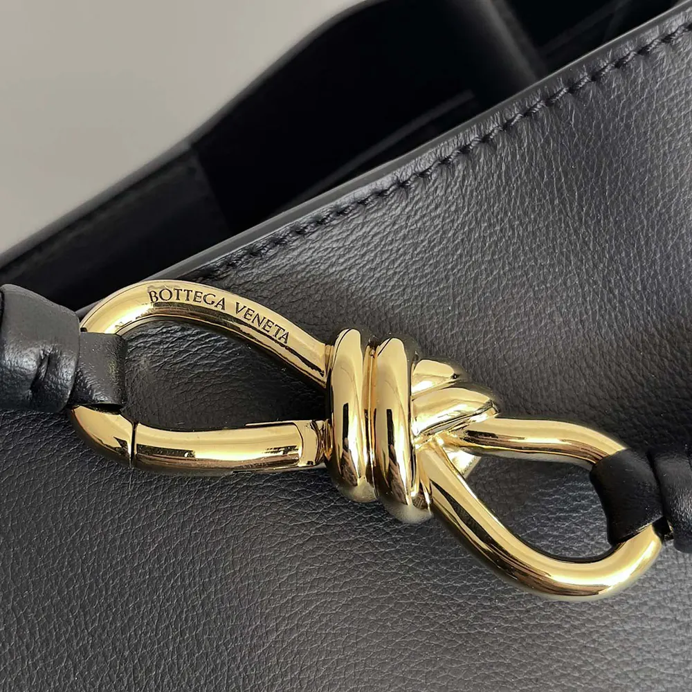 Bottega Veneta Women Large Andiamo in Silky Calf Leather-Black/Gold - image 10
