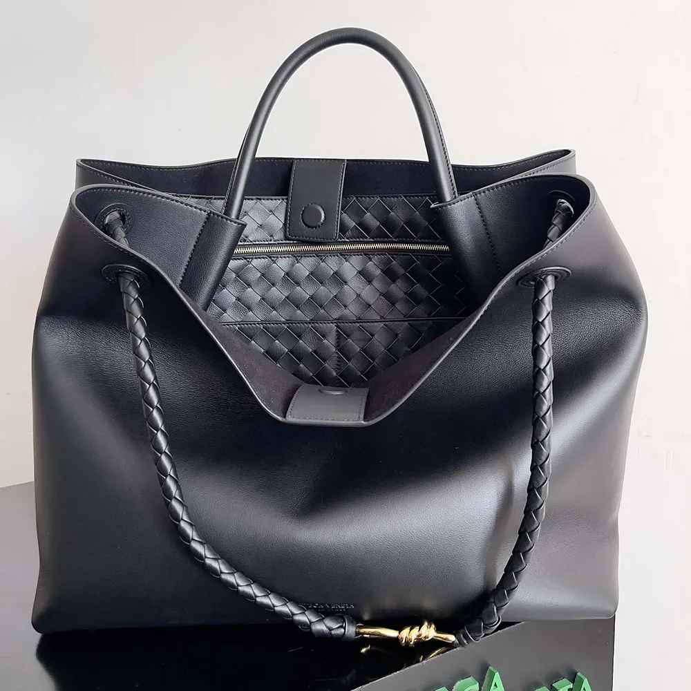 Bottega Veneta Women Large Andiamo in Silky Calf Leather-Black/Gold - image 4