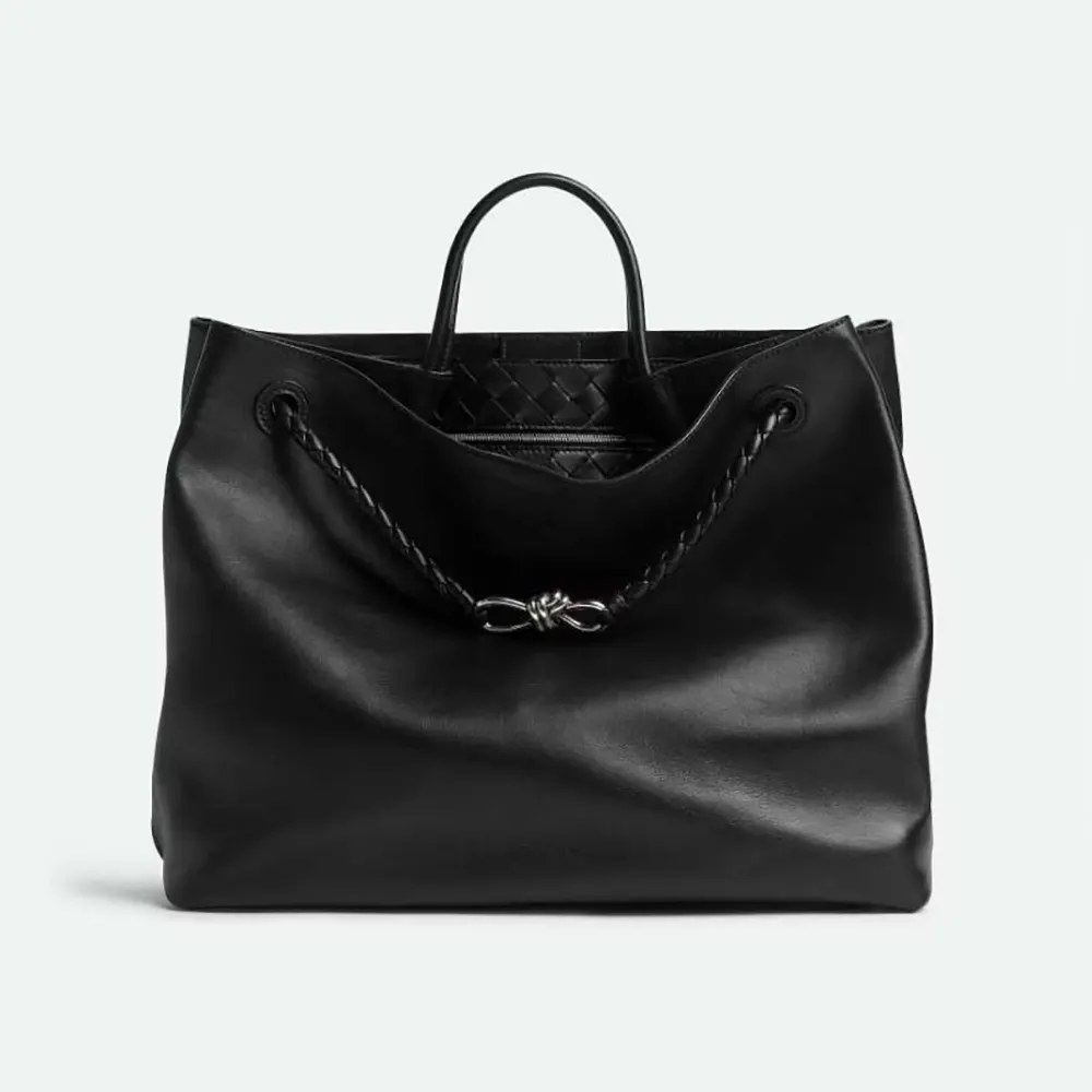 Front view of Bottega Veneta Women Large Andiamo in silky calf leather