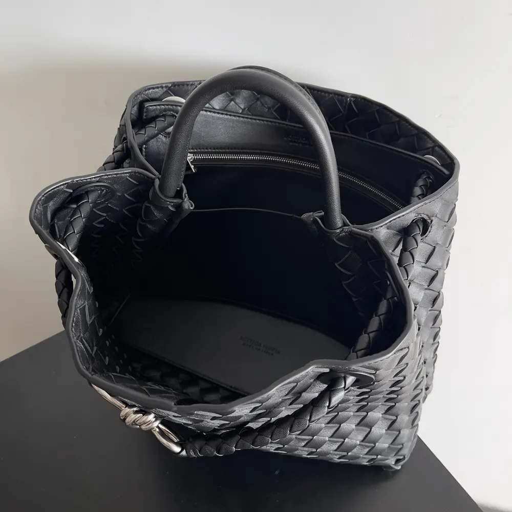 Bottega Veneta Women Medium Andiamo in Supple Intrecciato Leather-Black/Silver - image 7