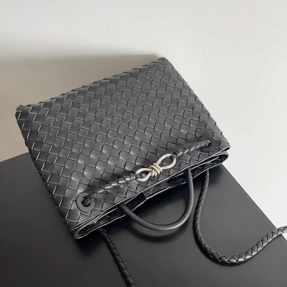 Bottega Veneta Women Medium Andiamo in Supple Intrecciato Leather-Black/Silver - image 4