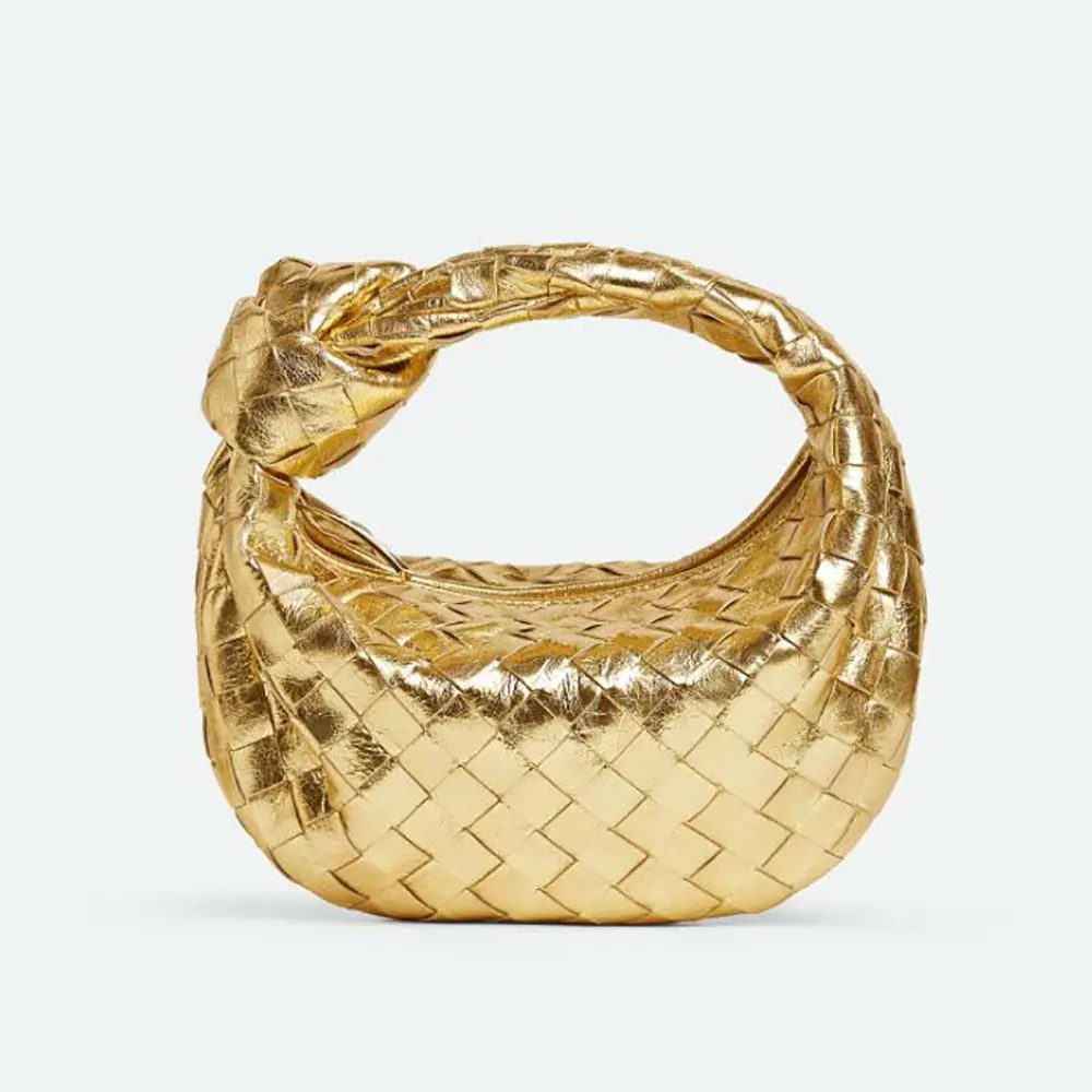 Front view of Bottega Veneta Women Mini Jodie-Gold shoulder bag