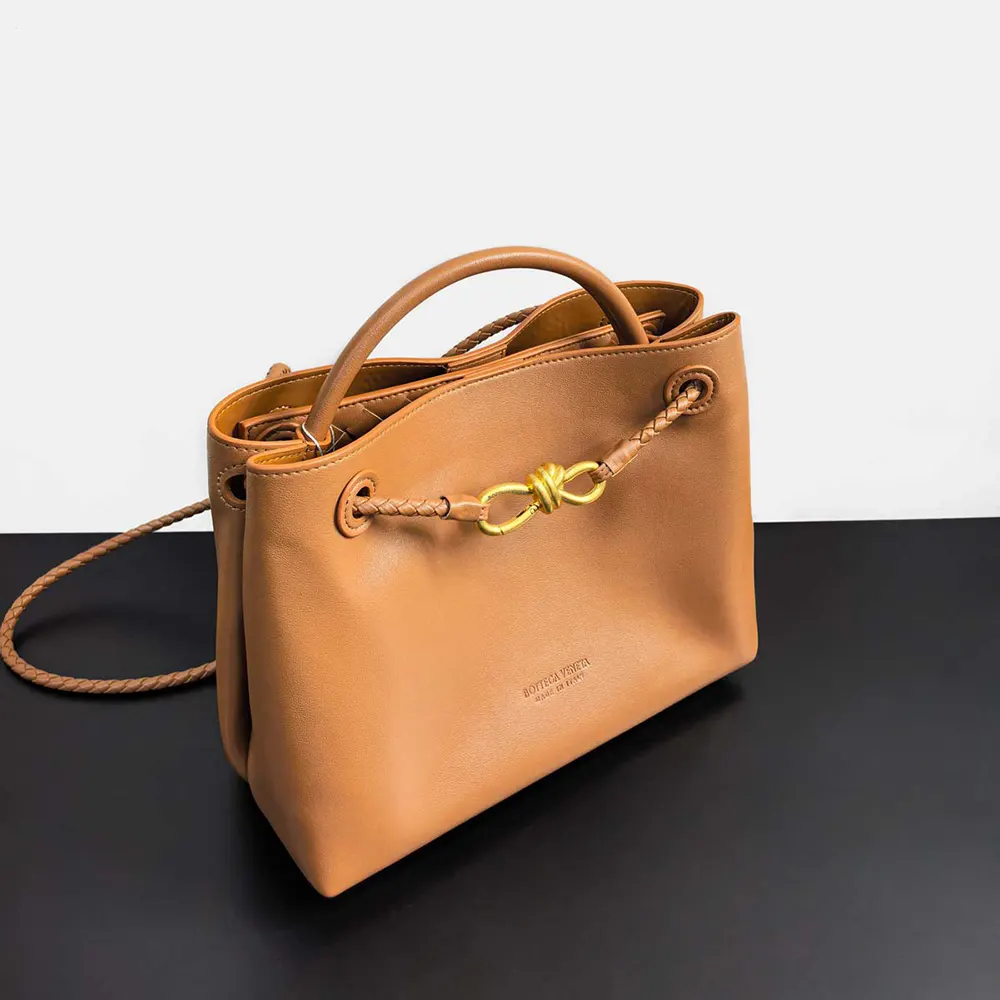 Bottega Veneta Women Small Andiamo in Silky Calf Leather-Brown - image 4