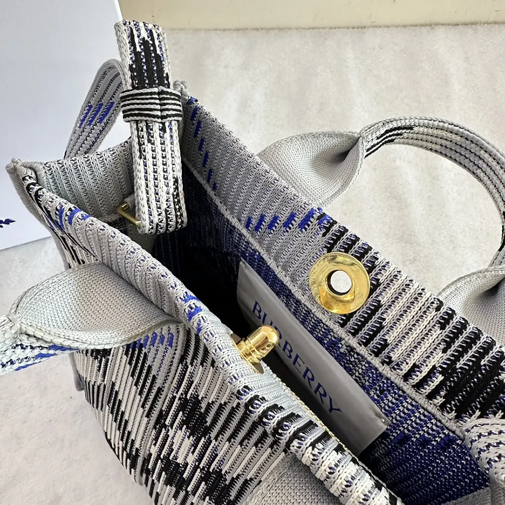 Burberry Women Small Check Knitted Tote - image 9