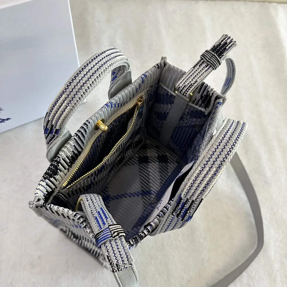 Burberry Women Small Check Knitted Tote - image 7