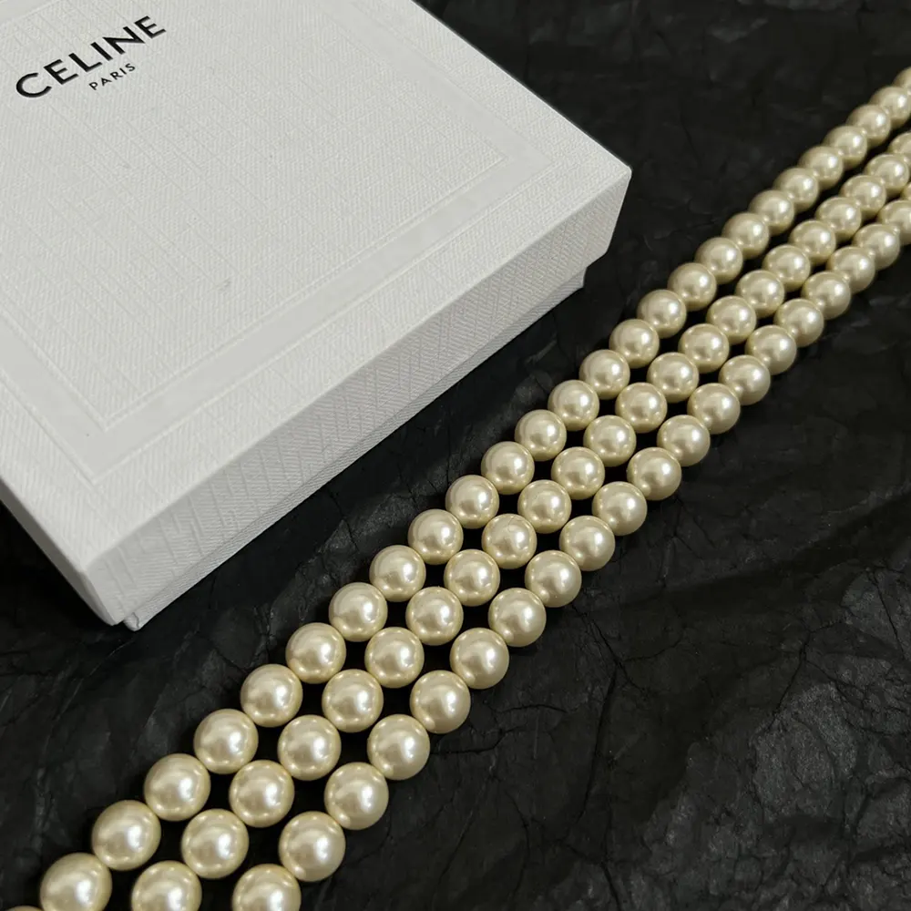 Celine Women Les Perles Celine Necklace in Resin Pearls Brass with Gold Finish and Steel - image 5