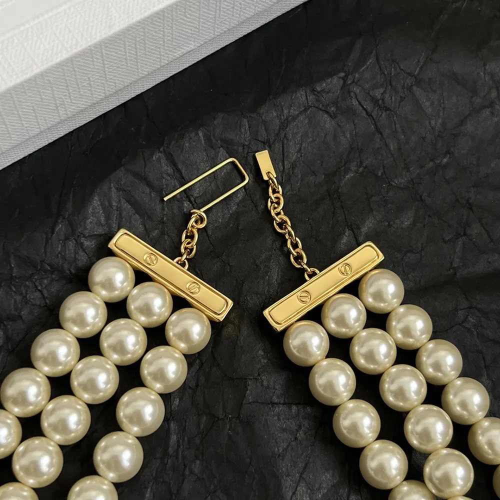 Celine Women Les Perles Celine Necklace in Resin Pearls Brass with Gold Finish and Steel - image 6
