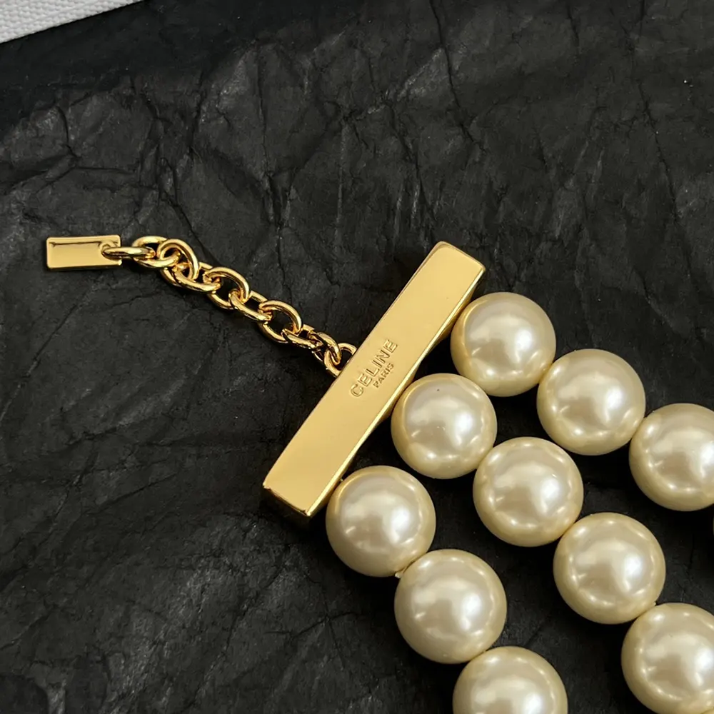 Celine Women Les Perles Celine Necklace in Resin Pearls Brass with Gold Finish and Steel - image 7