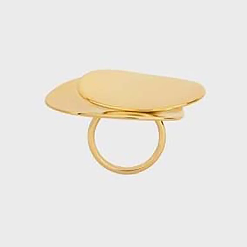 Close-up of Celine Women Petale Ring in Brass with Gold Finish showing petal detail