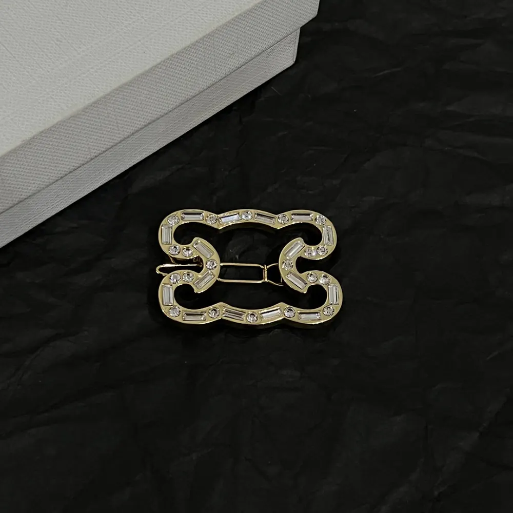 Celine Women Triomphe Frame Sparkle Brooch in Strass Brass with Gold Finish and Steel - image 4