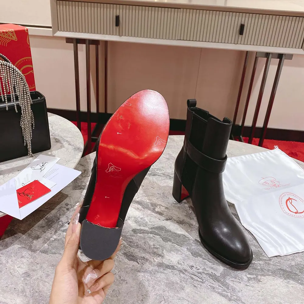 Christian Louboutin Women CL Chelsea Lug 100 mm Low Boots Calf Leather-Black - image 10
