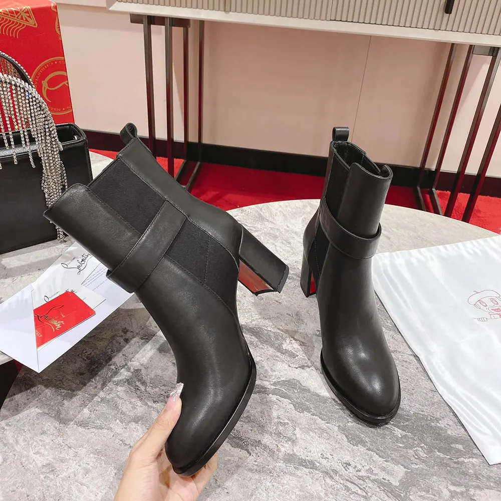 Christian Louboutin Women CL Chelsea Lug 100 mm Low Boots Calf Leather-Black - image 5