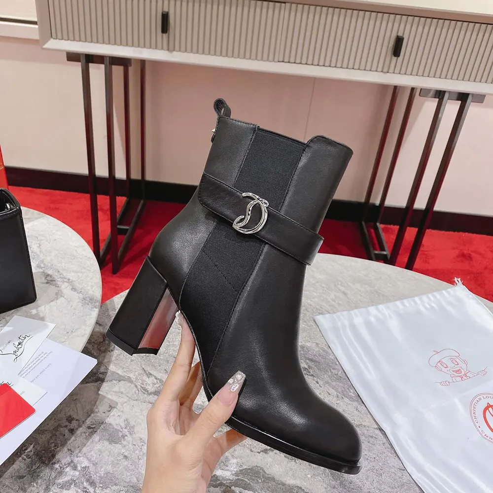 Christian Louboutin Women CL Chelsea Lug 100 mm Low Boots Calf Leather-Black - image 6