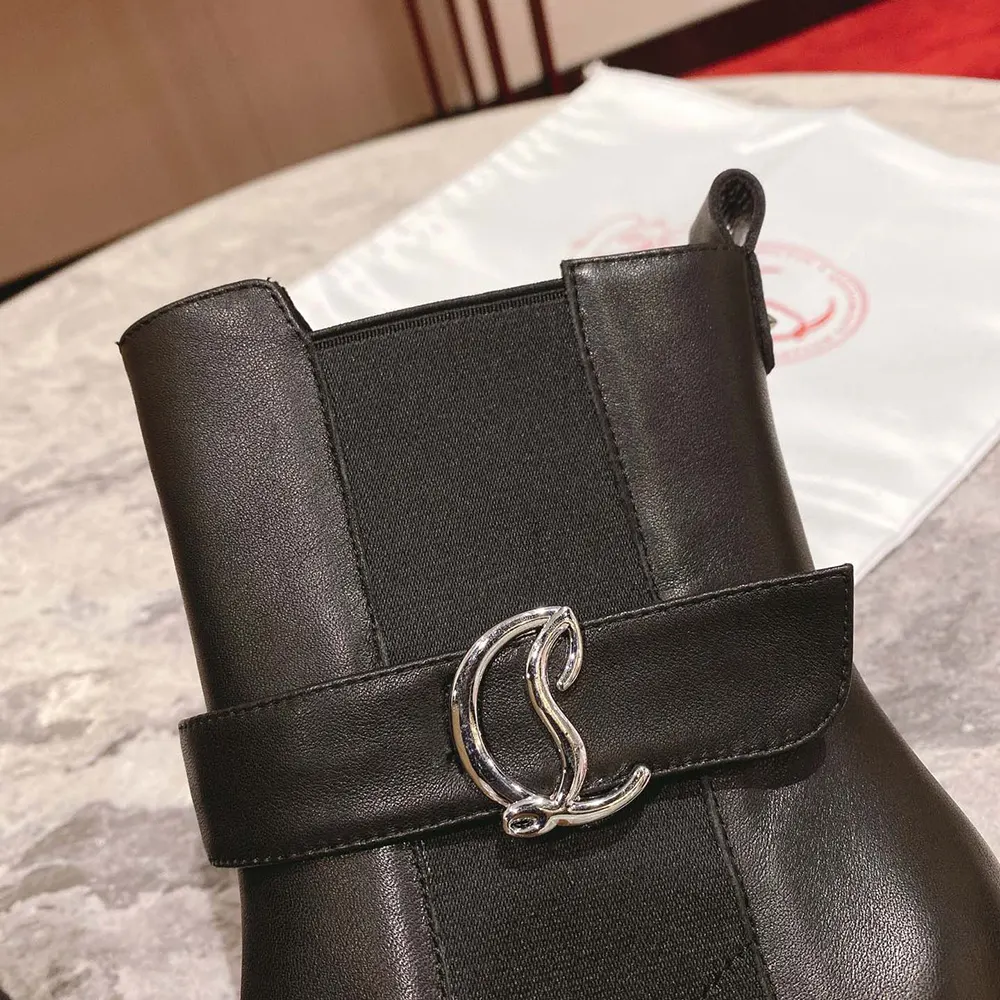 Christian Louboutin Women CL Chelsea Lug 100 mm Low Boots Calf Leather-Black - image 8