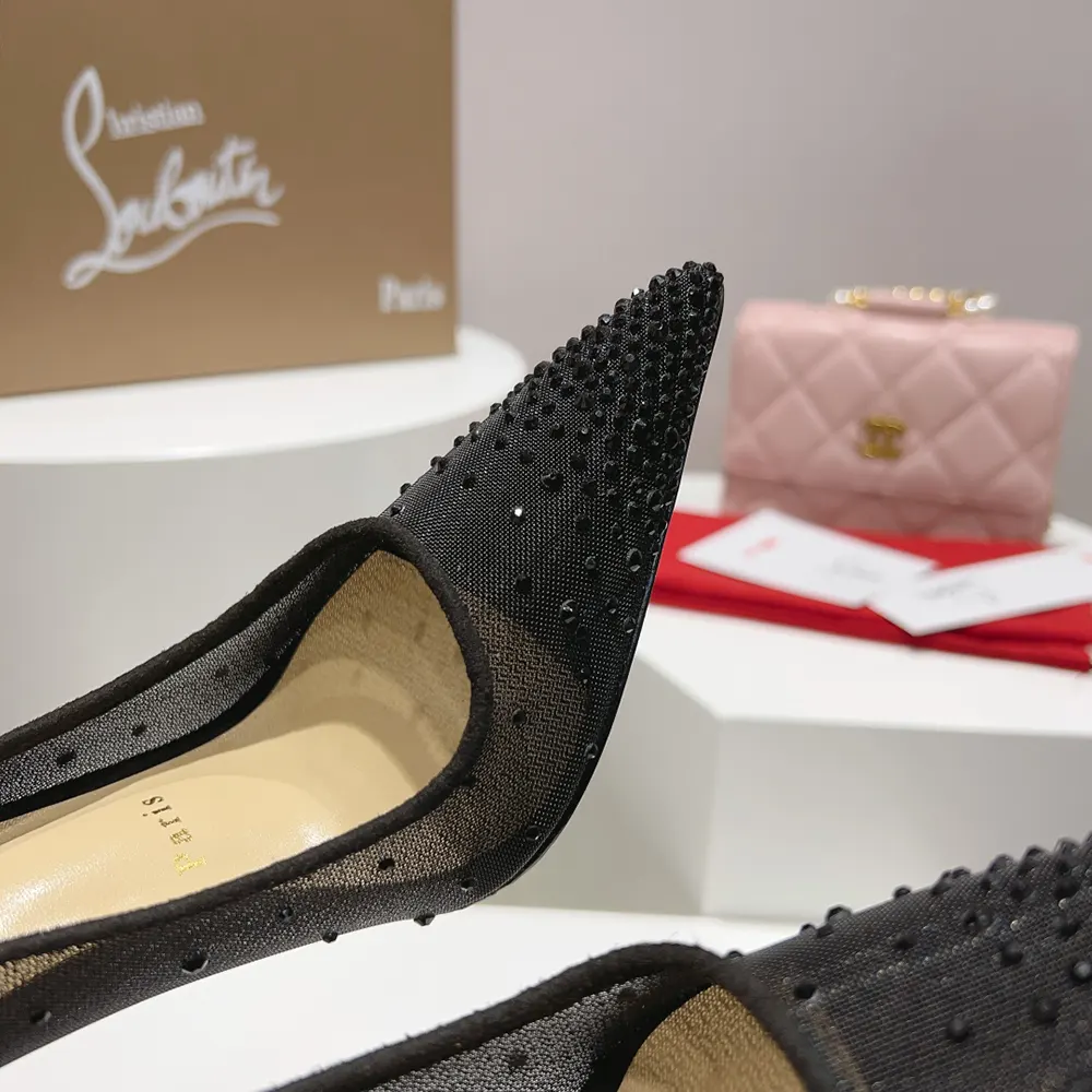 Christian Louboutin Women Follies Strass 100 mm Pumps Suede Calf-Black - image 8