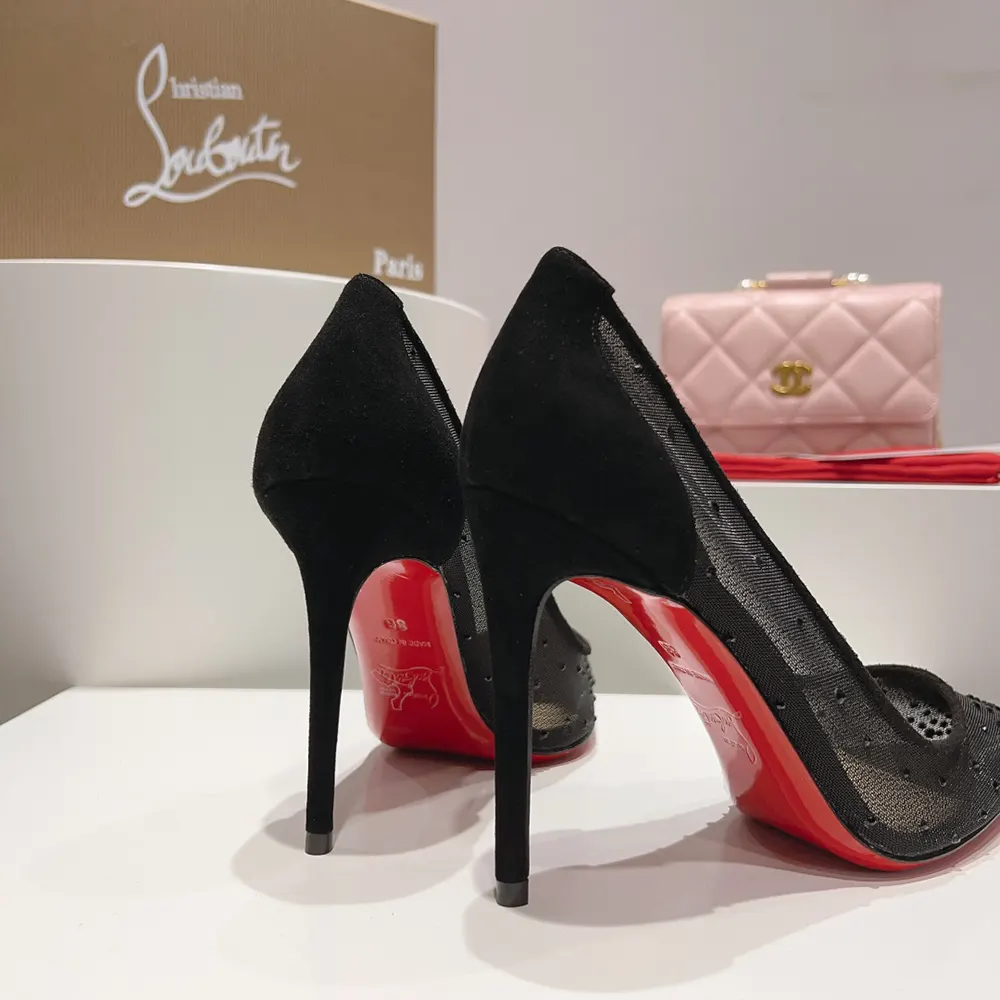 Christian Louboutin Women Follies Strass 100 mm Pumps Suede Calf-Black - image 9