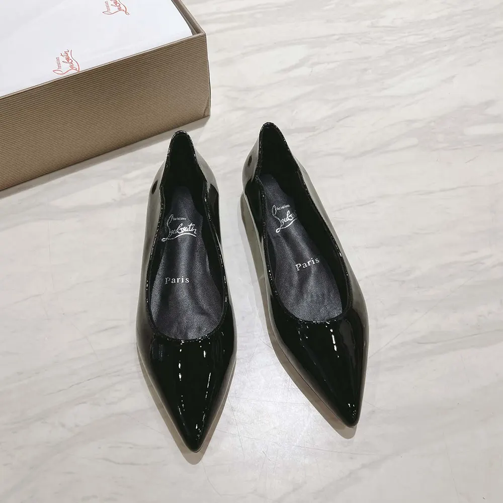 Top view showing slip-on design of Christian Louboutin Hot Chickita Ballerinas