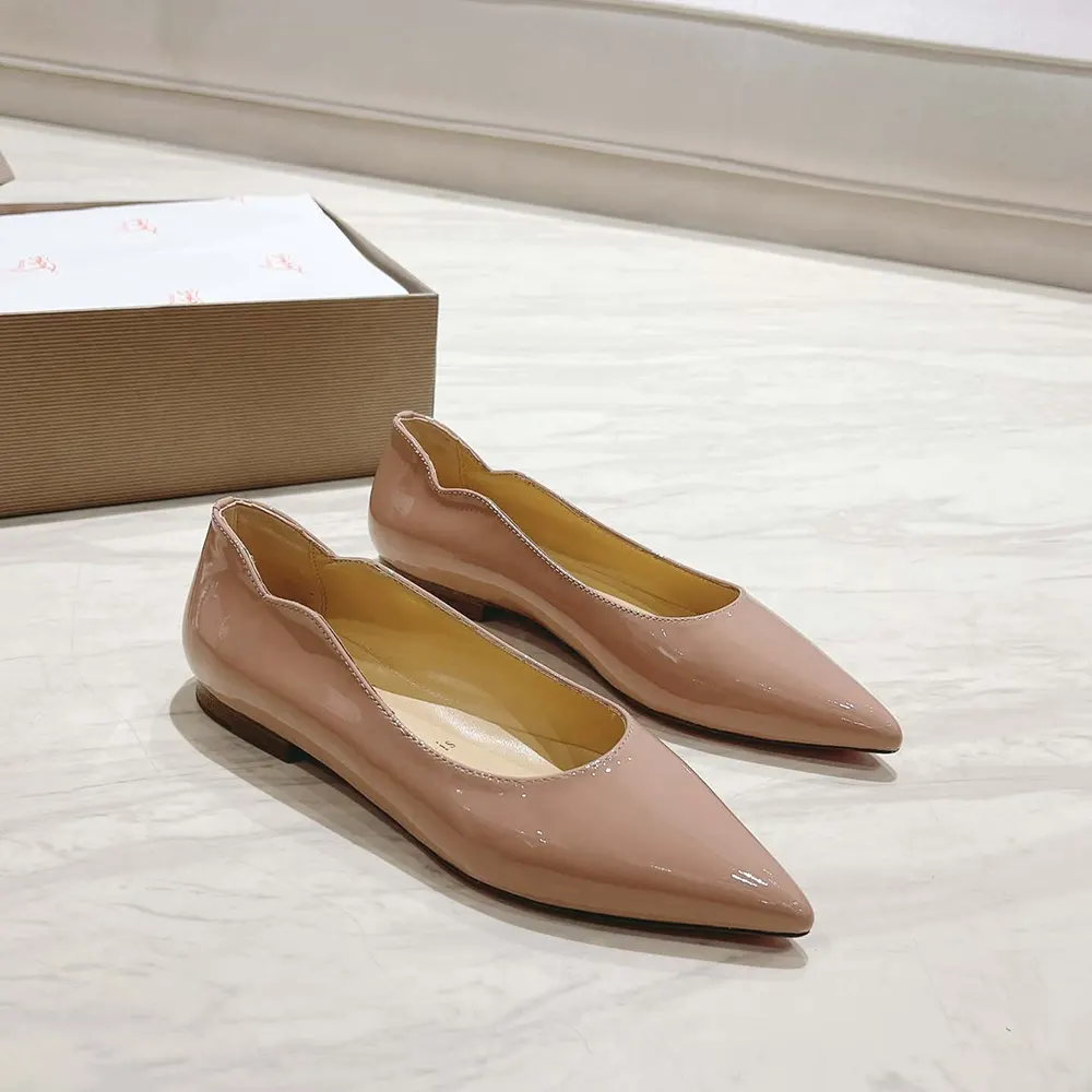 Top view showing slip-on ballerina silhouette of Christian Louboutin Hot Chickita