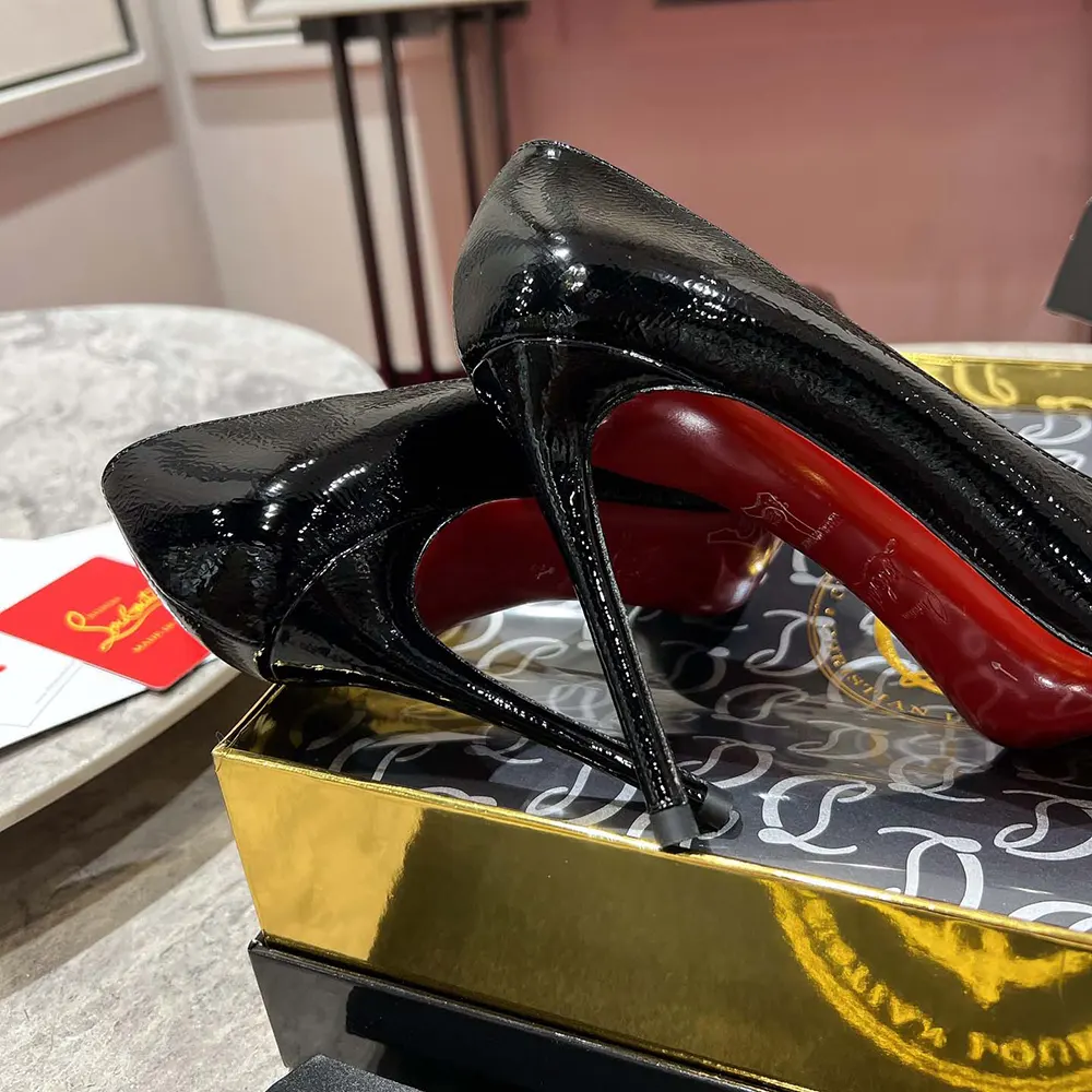 Christian Louboutin Women Kate 100 mm Pumps Star Textured Laminated Calf Leather-Black - image 8