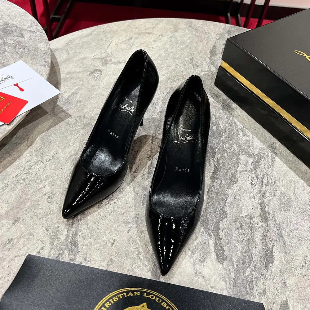 Christian Louboutin Women Kate 100 mm Pumps Star Textured Laminated Calf Leather-Black - image 6