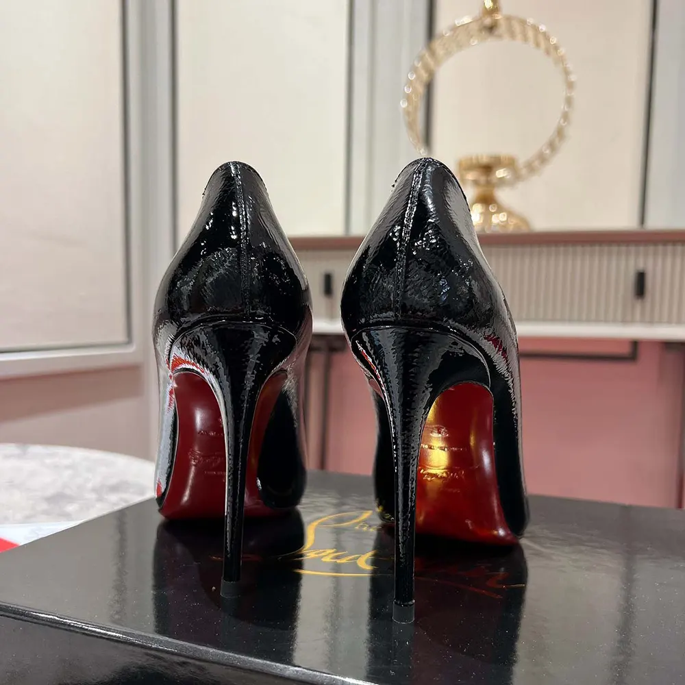 Christian Louboutin Women Kate 100 mm Pumps Star Textured Laminated Calf Leather-Black - image 10