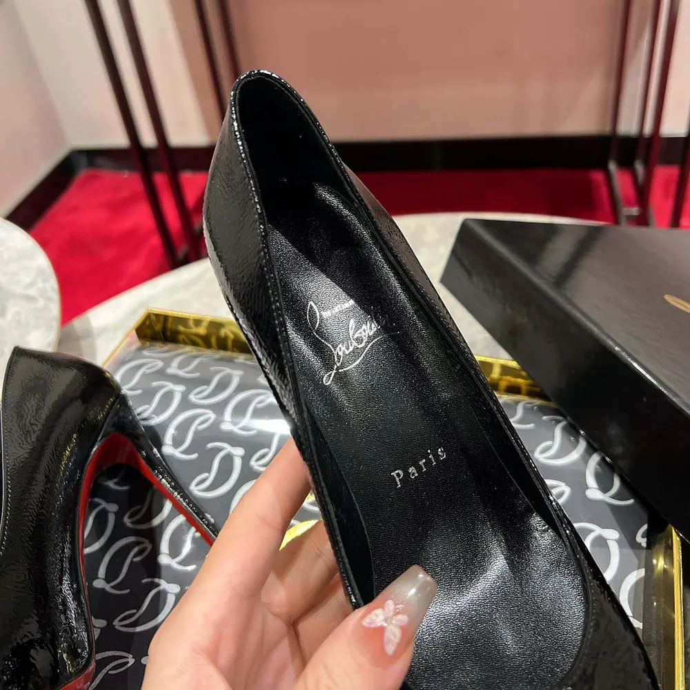 Christian Louboutin Women Kate 100 mm Pumps Star Textured Laminated Calf Leather-Black - image 7