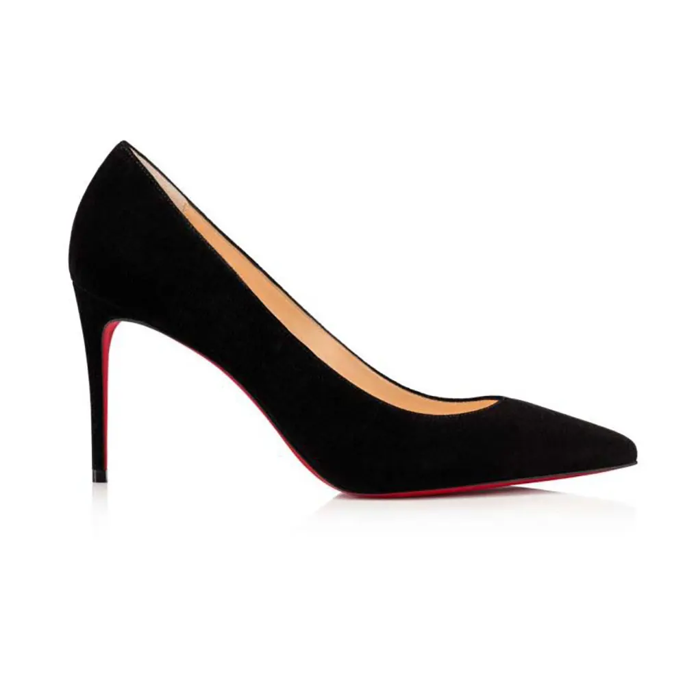 Side profile of Christian Louboutin Women Kate 85 mm Pumps Veau Velours-Black