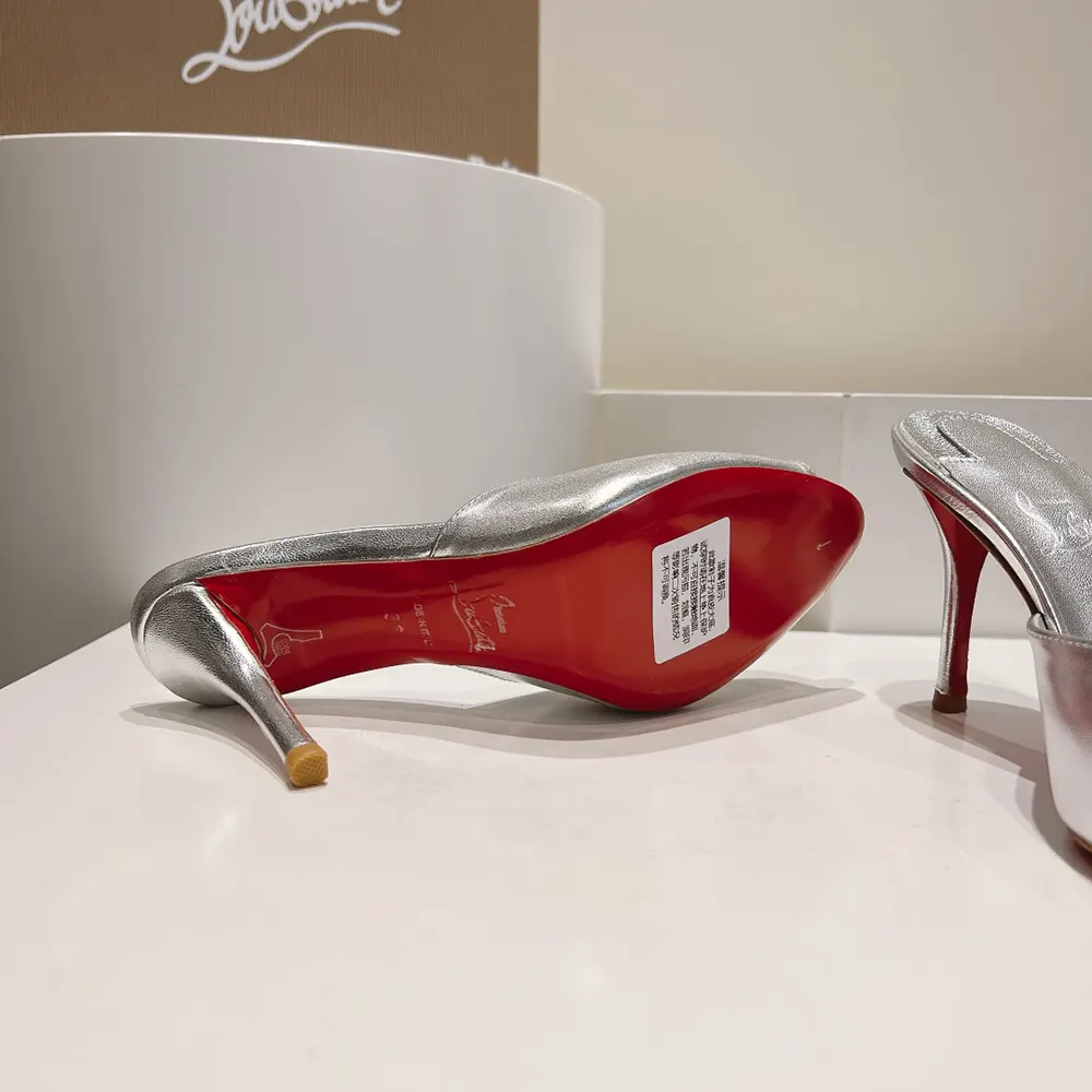 Christian Louboutin Women Me Dolly 100 mm Mules Nappa leather-Silver - image 10