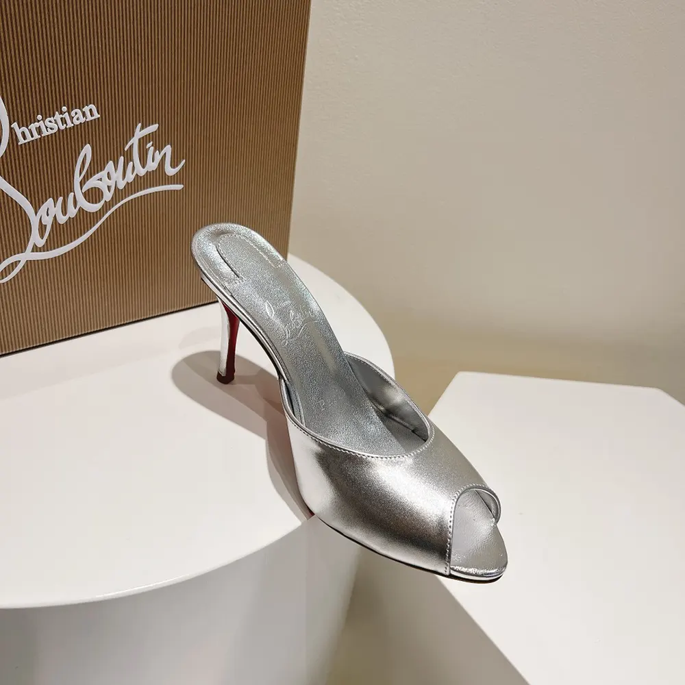 Christian Louboutin Women Me Dolly 100 mm Mules Nappa leather-Silver - image 7