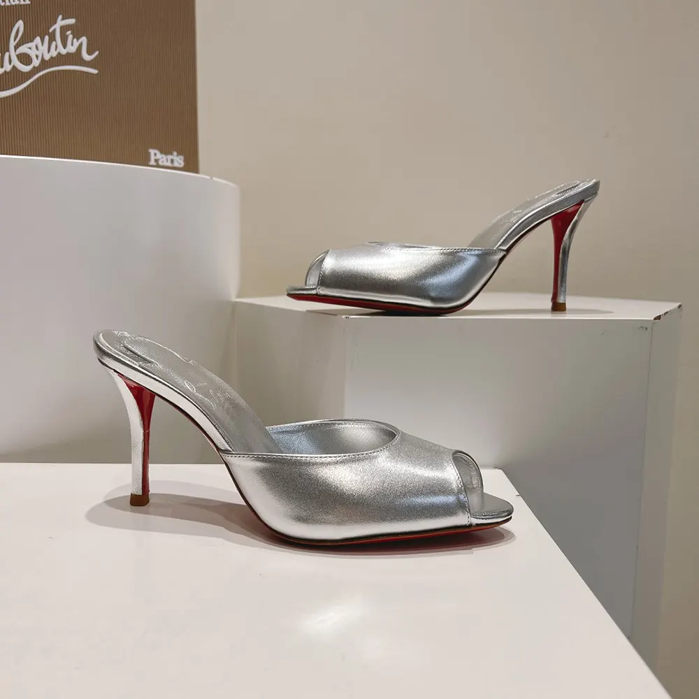 Christian Louboutin Women Me Dolly 100 mm Mules Nappa leather-Silver - image 4