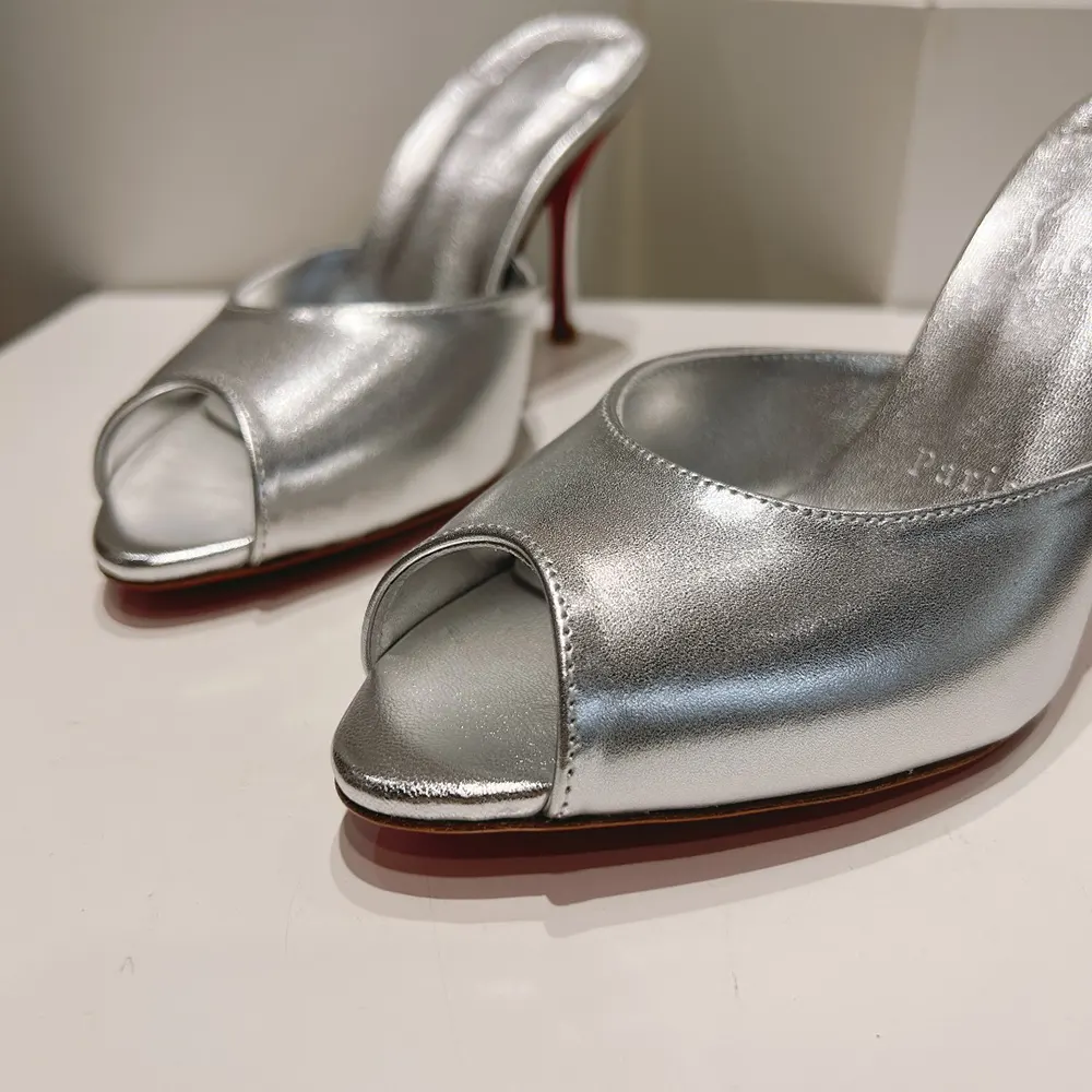 Christian Louboutin Women Me Dolly 100 mm Mules Nappa leather-Silver - image 8