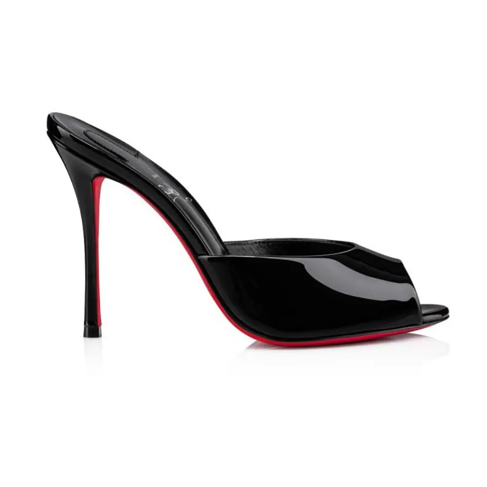 Side profile of Christian Louboutin Women Me Dolly 100 mm Mules Patent Calf Black