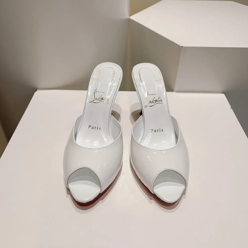 Christian Louboutin Women Me Dolly 100 mm Mules Patent Calf-White - image 4