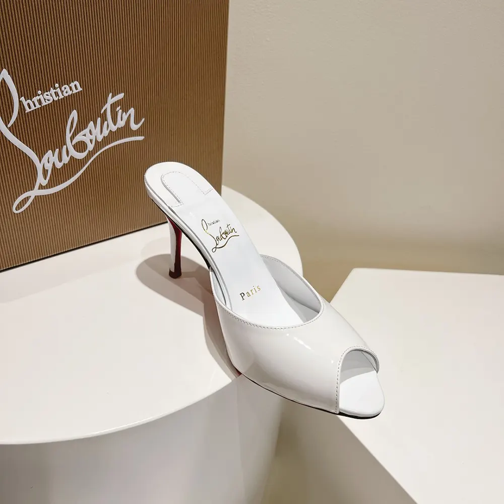 Christian Louboutin Women Me Dolly 100 mm Mules Patent Calf-White - image 7